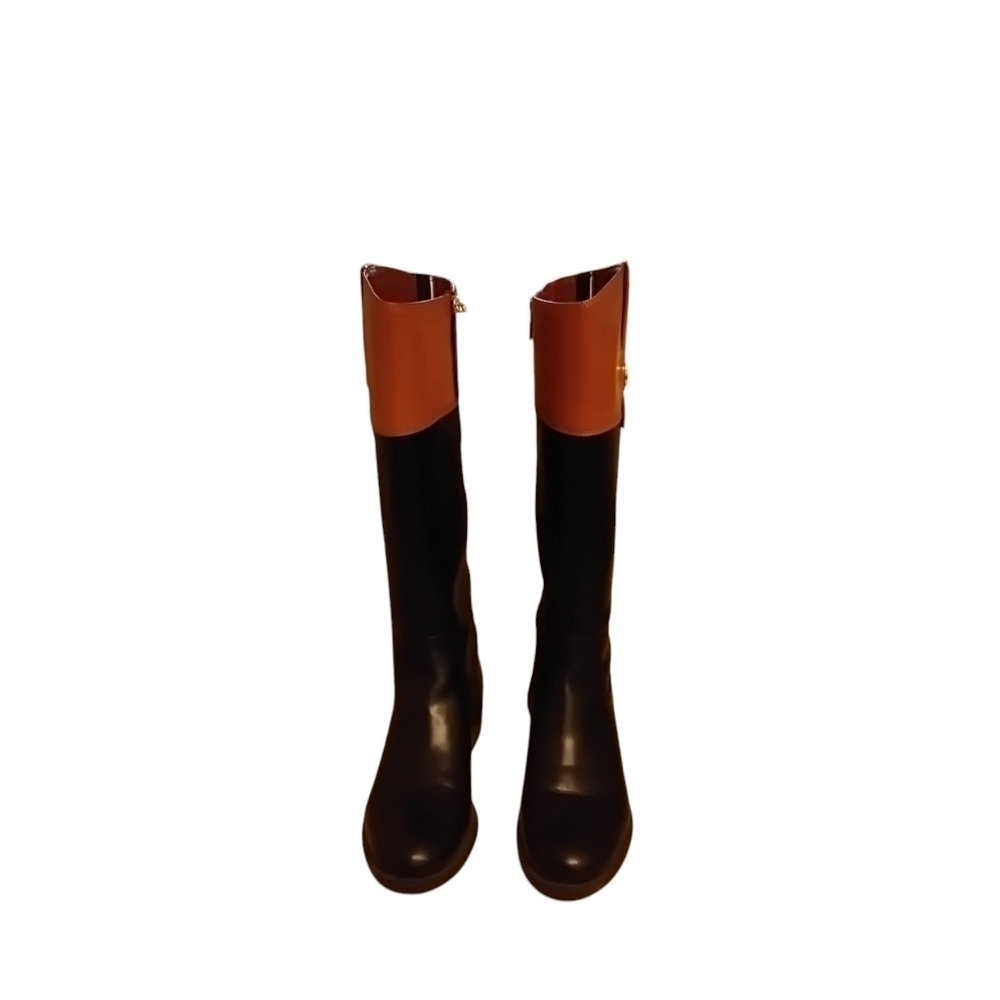 Tommy Hilfiger Women's Shano Black Brown Faux Leather Knee High Boots 9M - Picture 3 of 6
